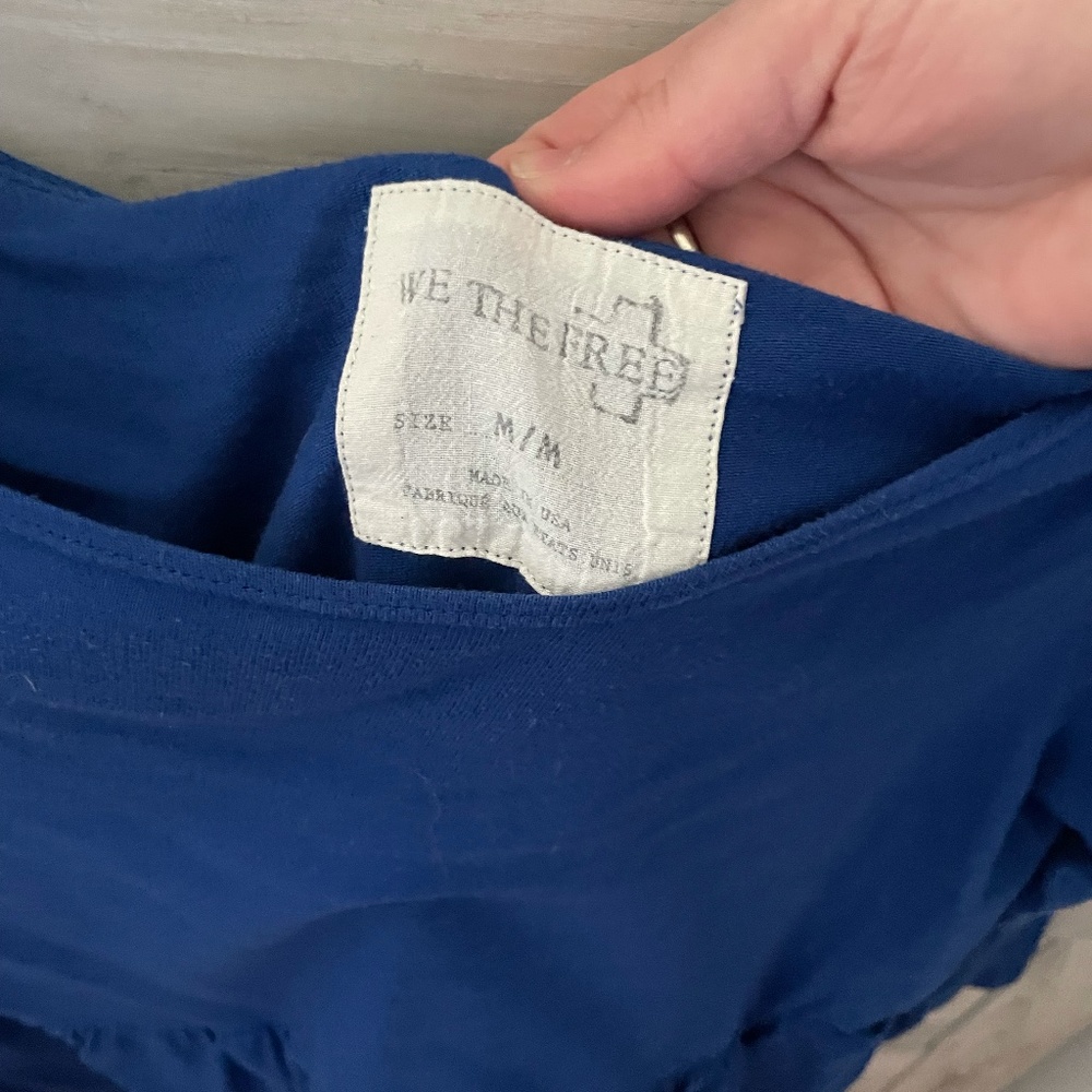 Free People Blue mid sleeve top